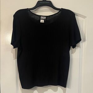 DKNY Classic Black Knit Short Sleeve Top